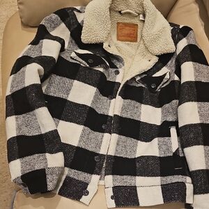 Levi's Black and White Checkered Sherpa Jacket